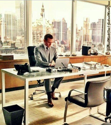 Gabriel Macht as Harvey Specter in Suits .. Suits Office Interior, Harvey Specter Office, Law Office Design, Suits Office, Law Firm Logo Design, Modern Restaurant Design, Cubicle Decor Office, Design Studio Office, Gabriel Macht