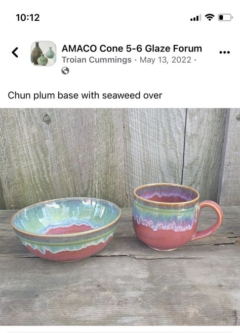 Rainbow Glaze Pottery, Chun Plum Glaze Combinations, Glaze Layering, Glaze Combos, Glaze Ideas, Pottery Inspo, Pottery Glaze, Amaco Glazes, Ceramic Glazes