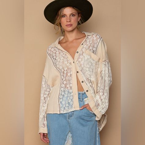 Oversize Lace Button-Down Shirt 2 - 5 Business Days Shipping From Usa. 7 Day Return & Refund The Oversize Lace Button-Down Shirt Is A Trendy And Fashionable Piece That Features A Loose, Oversized Fit And Intricate Lace Detailing. This Shirt Is Perfect For Adding A Touch Of Sophistication To Your Outfit While Maintaining A Relaxed And Comfortable Look. The Lace Accents Elevate The Style Of The Shirt, Making It A Versatile Choice For Both Casual And Dressy Occasions. Pair It With Jeans For A Laid- Shirt Making, Cardigan Crop, Lace Button, Lace Panelled, Plus Size Dresses, Outfit Sets, Lace Trim, Button Up Shirts, Casual Dresses