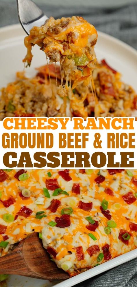 Ground Burger And Rice Recipes, Ideas With Ground Beef Dinner, Hidden Valley Ranch Cheesy Ground Beef And Rice Casserole, Ground Beef And Ranch Seasoning, Dinners That Use Ground Beef, Easy Yummy Ground Beef Recipes, Meals For 2 With Ground Beef, Ground Beef Casserole Recipes For Dinner Quick Meals, Hamburger Meat And Rice Recipes Healthy