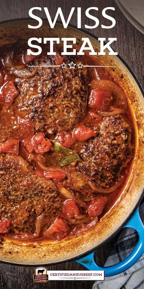 Swiss Steak In Oven, Baked Cube Steak Recipes Ovens, Oven Baked Cube Steak, Swiss Steak Recipes Skillet, Swiss Steak Recipes Oven, Baked Swiss Steak, Cubed Steak Recipes, Baked Meats, Sabbath Meals