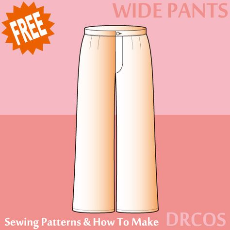 Wide Pants Sewing Patterns | DRCOS Patterns & How To Make Drcos Patterns, Slack Pattern, Pants Sewing Patterns, Pants Pattern Free, Wide Leg Pants Pattern, Trousers Pattern, Trouser Pattern, Japanese Sewing Patterns, Pants Sewing