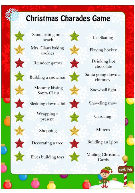 This is a fun & silly Christmas Charades game perfect for a family date night or for a children's Christmas party. Be prepared to laugh! Christmas Charades Game, Christmas Group Games, Christmas Charades, Charades Game, Xmas Games, Fun Christmas Party Games, Games Christmas, Printable Christmas Games, Fun Christmas Games