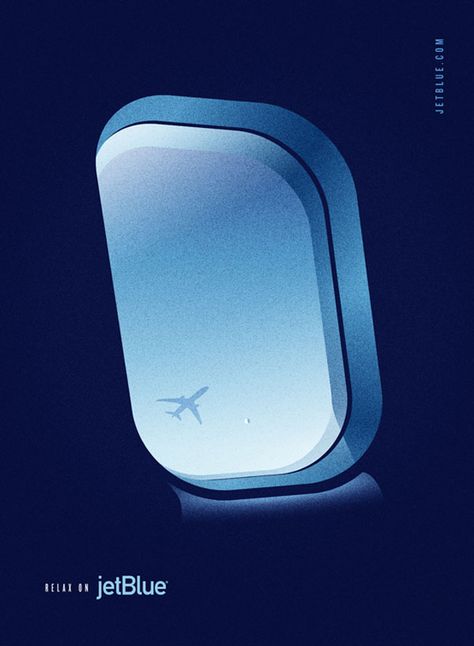 jetBlue Illustration by Lab Partners for Goodby, Silverstein and Partners Travel Campaign, Funny Commercial Ads, Minimal Flat, Best Posters, Aviation Posters, Funny Commercials, Graphic Design Collection, Airplane Window, 타이포그래피 포스터 디자인