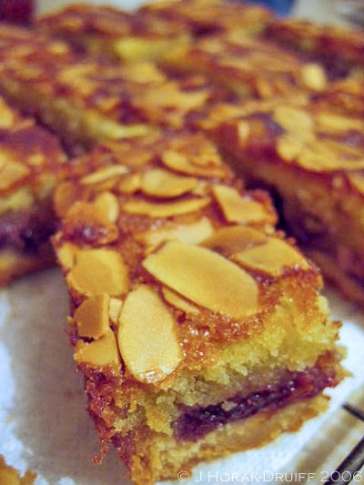 Nigella's Bakewell slices & the Big Bakewell Taste-off - Cooksister | Food, Travel, Photography Baked Well Tart, Bakewell Slice Recipe, Bakewell Tart Traybake, Bake Well Tart Recipe, Bake Well Tart, Cherry Bakewell Tray Bake, Bakewell Pudding Recipe, Best Slice Recipes, Almond Slices Recipe