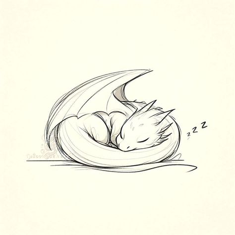 Chi Sleeping Baby Dragon #DragonArt #MythicalCreatures #FantasyArtwork #DigitalDragon #EpicFantasy #DragonLovers #FantasyIllustration #MysticalBeast #FantasyDesign #dragonborn #dragonlove #dragonart #dragonage #dragonoriginal #dragondrawing #babydragon #dragonsketch #dragonsketches #sleepingdragon #sleepingbabies Got Dragons Drawing, Sleeping Dragon Reference, Dragon Book Tattoo Design, Small Creatures Drawings, Dragon Sleeping Drawing, Dragon Curled Up, Dragon Shadow Tattoo, Wood Dragon Tattoo, Dragon Embroidery Simple