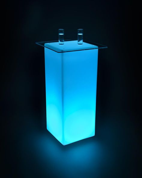 LED Lighted Cocktail Table | Acrylic Tabletop Neon Light Table, Nightclub Tables, Led Cocktail Tables, Led Dj Booth, Neon Pool Parties, Glass Bar Table, Glow Table, Green Bar, Lounge Party