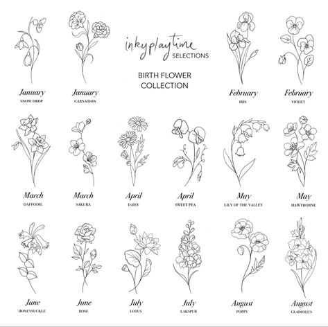 Birth Flowers Fine Line, Large Lily Of The Valley Tattoo, Fine Line Birth Flowers, Birthflower Tattoo Birth Month, Birthflower Name Tattoo, Birthflower January Tattoo, Fine Line Birth Flower Tattoo, Bandito Tattoo, Jax Tattoo