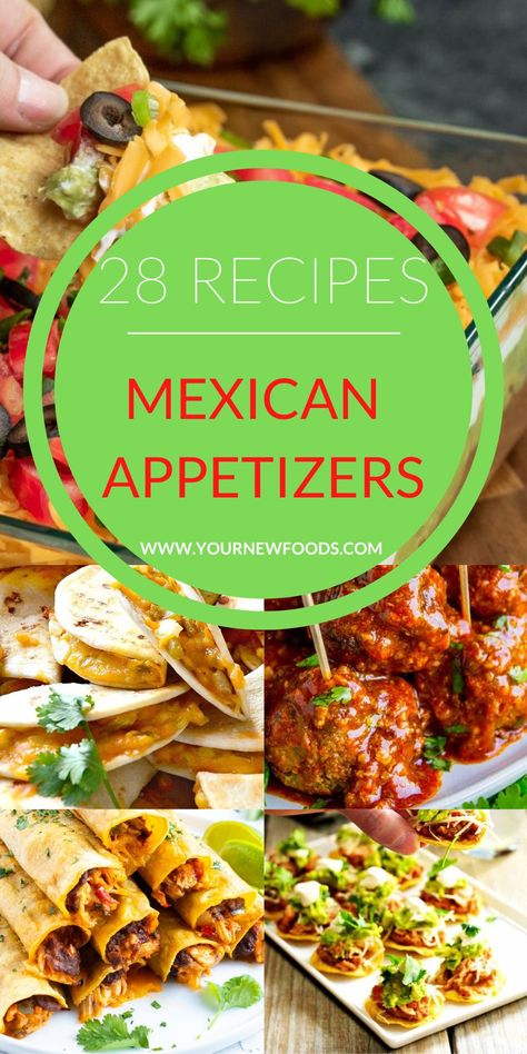 28 Easy Recipes, Mexican Appetizers - 28 Mexican food Recipes everyone will love. Mexican Recipes. An amazing collection of Mexican food recipes. Enjoy some of the best Mexican food with these delicious Mexican recipes. Save and share with your friends! Vegetarian Mexican Party Food, Mexican Appetizer Recipes Easy, Mexican Buffet Recipes, Mexican Food Pot Luck Ideas, Mexican Dip Appetizers, Fiesta Food Ideas Mexican, Fiesta Mexicana Food Ideas, Mexican Appies Parties, Mexican Food Dips