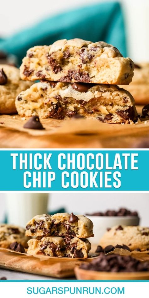 Big Thick Chocolate Chip Cookies - Sugar Spun Run Thick Chocolate Chip Cookies, Chunky Chocolate Chip Cookies, Gourmet Chocolate Chip Cookies, Sugar Spun Run, Crispy Chocolate Chip Cookies, Crumble Cookies, Salted Chocolate Chip Cookies, Mini Chocolate Chip Cookies, Cookies Sugar