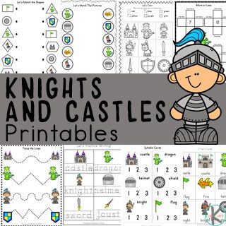 Huge pack of themed worksheets to help preschoolers learn math and literacy skills with a fun medieval theme. Download pdf file with Castle Worksheets! Ancient Egypt Printables, Animal Pirate, Knights And Castles, Pre K Sight Words, Fairy Tales Preschool, Medieval Theme, Preschool Number Worksheets, Preschool Sight Words, Kids Castle