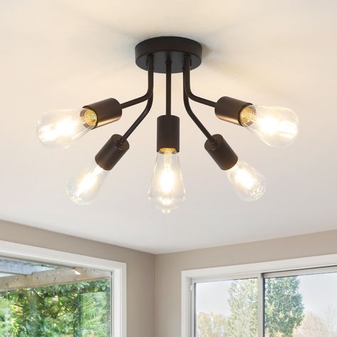 5-Light Semi Flush Mount Chandelier for Hallway Entryway Dining Room - Bed Bath & Beyond - 39780303 Sunrise House, Semi-flush Mount Lights, Low Ceiling Lighting, Linear Light, Interior Lighting Ceiling, Ceiling Lamps Bedroom, Hallway Entryway, Flush Mount Lights, Wall Lamps Bedroom