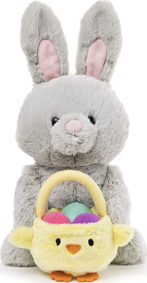 First Easter Basket, Huggable Teddy Bear, Bunny Stuffed Animal, Disney Stuffed Animals, Face Details, Easter Plush, My First Easter, Easter Bunny Plush, Embroidered Face