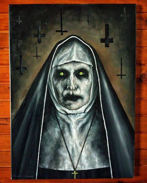 Scary Paintings, Creepy Paintings, Scary Drawings, Horror Drawing, The Nun, Creepy Drawings, Desen Anime, Canvas Painting Designs, Cute Canvas