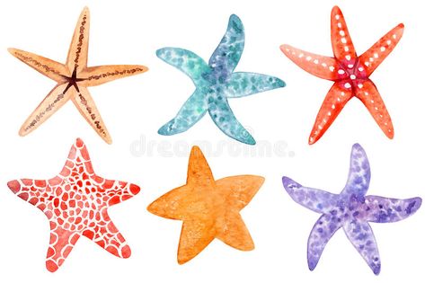 Watercolor Coral Reef, Starfish Clipart, Starfish Drawing, Lab Decor, Starfish Painting, Starfish Art, 달력 디자인, Coral Watercolor, Watercolor Inspiration