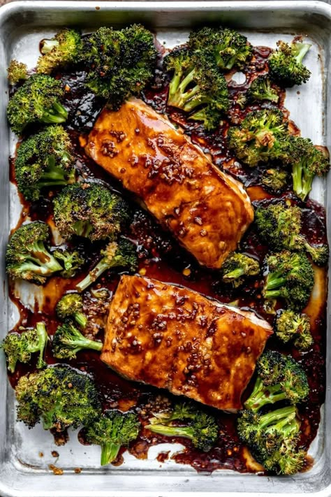 Sheet Pan Teriyaki Salmon & Broccoli-4 Passover Plates, Sheet Pan Dinners Healthy, Salmon Broccoli, Baked Teriyaki Salmon, Salmon And Broccoli, Easy Sheet Pan Dinners, Sheet Pan Suppers, Sheet Pan Dinners Recipes, Healthy Salmon