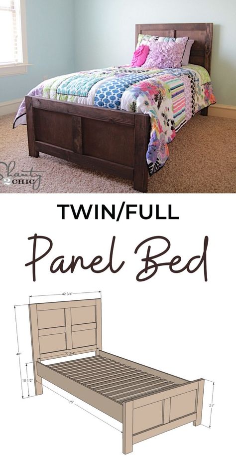 Toddler Wood Bed, Wood Twin Bed Frame Diy, Full Size Bed Frame Diy How To Build, Twin Bed Diy Plans, Diy Boxspring Bed Frame, Twin Xl Bed Frame Diy, Raised Twin Bed, Twin Bed Diy, Twin Bed Frame Diy