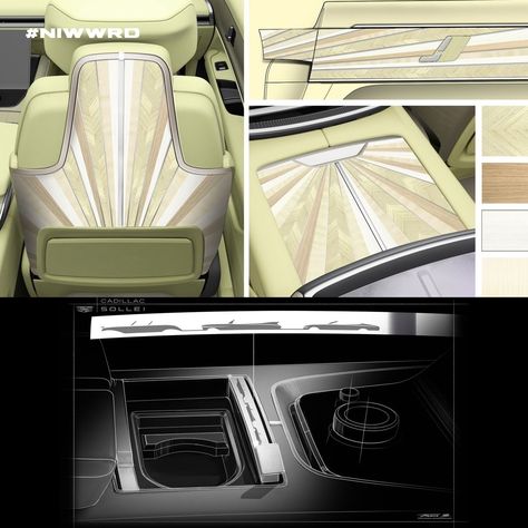 The SOLLEI’s concept sketches from @generalmotorsdesign - The concept is an ode to the sun and designers expressed it through color, materials, and finishes, with sunburst pattern as the key motif. ​ Exterior design by Taka Suginoshita, interior design by Keunhyuk Choi and Gary Mack, CMF design by Hannah Dunbar. - #niwwrd #Cadillac #CadillacSOLLEI #CadillacConcept #conceptcar #craftsmanship #Cadillacdesign #Cadillacstudio #automotivedesign #convertible #luxurycars #bespokecars #SOLLEI #ar... Bespoke Cars, Concept Sketches, Cmf Design, Sunburst Pattern, Interior Sketch, Automotive Design, Automotive Interior, Concept Cars, Exterior Design