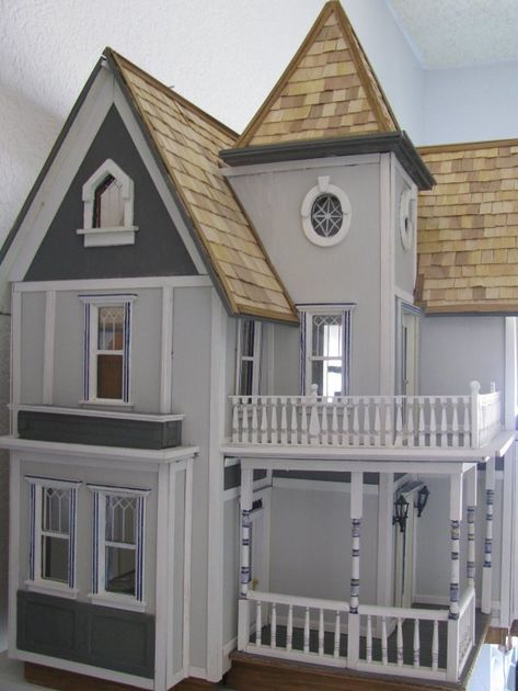 Fairfield Dollhouse, Dollhouse Exterior, Fairfield House, Miniature Dollhouses, Victorian Windows, Doll House Plans, Cardboard House, Dolls House Interiors, Dollhouse Kits