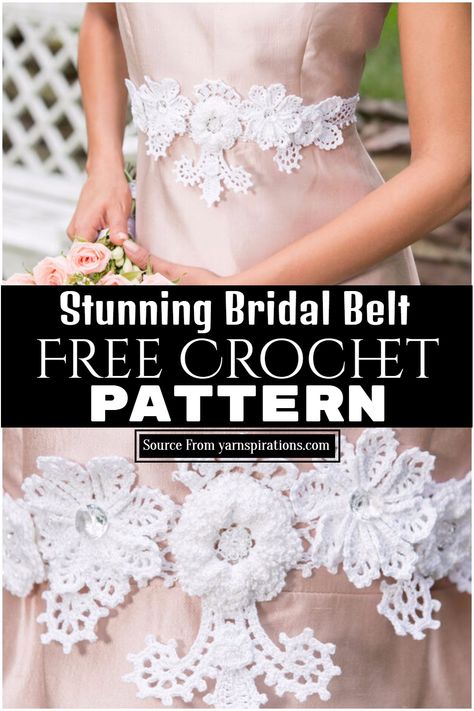 Crochet Stunning Bridal Belt Pattern Free Crochet Wedding Necklaces, Crochet Garter Wedding Free Pattern, Crochet Belt Pattern, Crochet Wedding Patterns, Crochet Wedding Gift Ideas, Crochet Belt Free Pattern, Belt Patterns, Tiktok Crochet, Crochet Wedding Gift