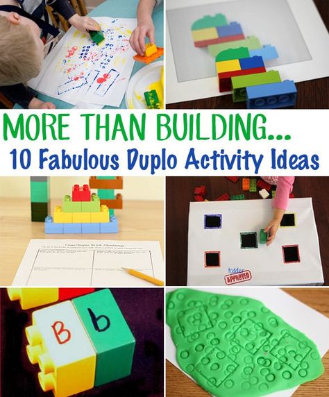 More Than Building: 10 Fabulous Duplo Block Activity Ideas from Childhood 101 Duplo Play Ideas, Duplo Blocks Ideas, Lego Blocks Ideas, Duplo Lego Ideas, Duplo Activities, Duplo Building Ideas, Lego Duplo Building Ideas, Lego Duplo Ideas, Building Blocks Ideas