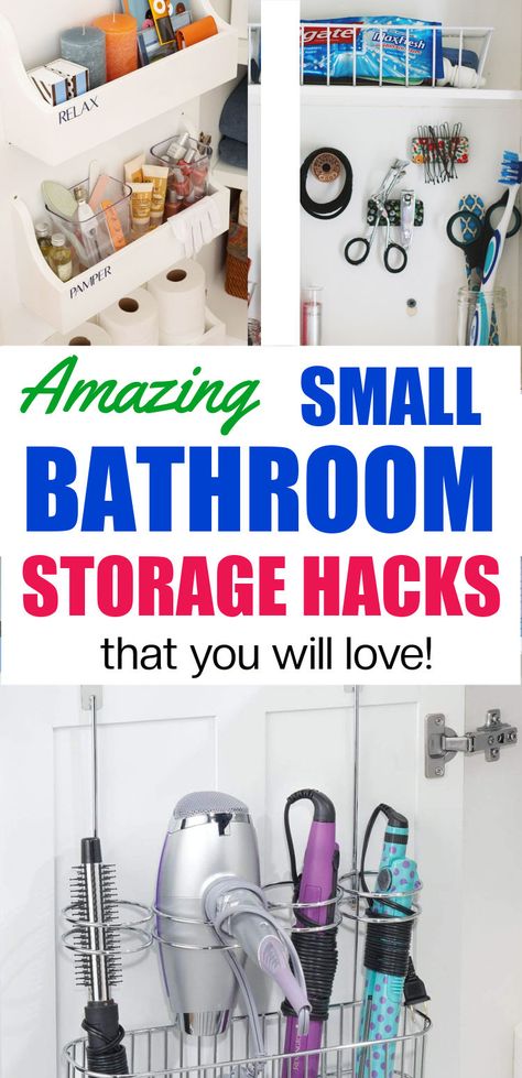 Pictures of Bathroom storage ideas such as shelves, magnets and items hung on back of cabinet doors. Simple Bathroom Renovation, Under Cabinet Storage, Amazon Bathroom, Paper Clutter Organization, Bathroom Storage Hacks, Very Small Bathroom, Bathroom Hacks, Small Bathroom Organization, Toothbrush Storage