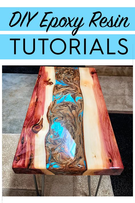 Check out these step-by-step tutorials for DIY epoxy resin art - river tables - deep pour - custom knife scales - and more! Epoxy Wood Projects Diy, Working With Epoxy Resin, Epoxy Tables Ideas, How To Epoxy A Table, Deep Pour Epoxy Projects, Resin Tables With Wood, Epoxy Resin Crafts Wood, Resin Pour Table, Epoxy Resin Table Diy