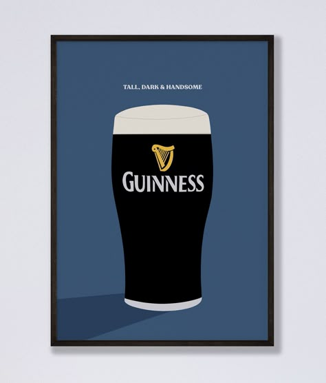 Pint Of Guinness Drawing, Guiness Posters, Guinness Painting, Guinness Aesthetic, Mens Bedroom Decor Wall Art, Guinness Illustration, Guinness Decor, Guinness Tattoo, Guinness Art