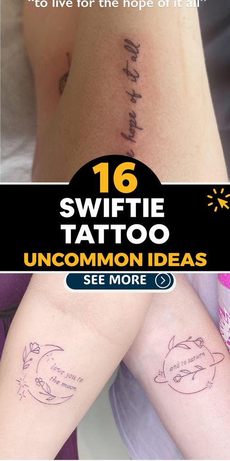 Immerse yourself in the enchanting world of Taylor Swift's music by getting a unique Swiftie tattoo that captures the essence of her lyrics. Our skilled tattoo artists will craft a design that brings your favorite songs to life, infusing each stroke with the emotion behind the words. Share your tattoo with pride using #SwiftieTattoo and showcase the incredible art inspired by Taylor's music to the world. Taylor Swift Tattoo Butterfly, Taylor Swift Lyrics For Tattoos, It Was Rare I Was There Tattoo, Taylor Swift The Best Day Tattoo, Safe And Sound Tattoo, Mad Women Tattoo, Taylor Swift Tattoo Ideas Marjorie, Taylor Swift Song Lyric Tattoos, Taylor Swift Mom And Daughter Tattoos