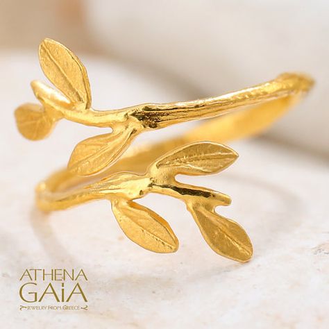 Stilvi Rings: Athena Gaia Greek Jewelry Greek Birthday, Faces Band, Olive Leaf Ring, Greek Ring, Branch Ring, Spiral Ring, Bypass Ring, Greek Jewelry, Greek Style