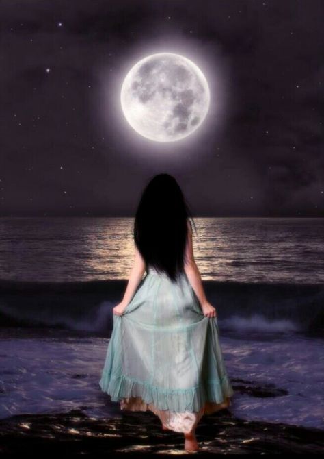 Girl facing moon art Moon Song, Shattered Dreams, Kahlil Gibran, Socrates, Super Moon, Virginia Woolf, Beautiful Moon, Moon Magic, Moon Goddess