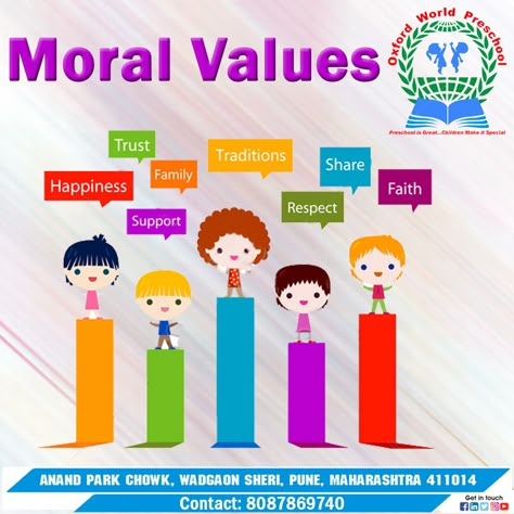 School Morals are very important for the development of a child.    Students get happiness in learning in the school.    Oxford World Preschool is a trustworthy & supportive school.    Trust in the school & get admission to your child in the school.    Hurry Up!! Admission Open!!    Contact us: 8087869740    #OxfordWorldPreschool #activities #learn #Science #games #kids #mathgames #learncolors #colorful #nurseryrhymes #toddlers #activity #outdoor #education #funny #shopping #kidschannel Moral Values Poster Drawing, Trustworthiness Activities For Kids, Moral Values For Kids Activities, Assembly Activities School, Moral Values Chart In Classroom, Moral Values Poster, School Corridor Decoration Ideas, Moral Values For Kids, Inspirational Bulletin Boards