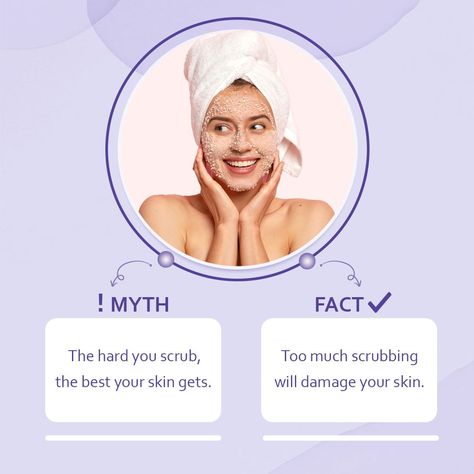 Interactive Skincare Posts, Myth Vs Fact Skincare, Beauty Product Creative Ads, Myth Fact Creative Ads, Myth And Fact Design, Myth Vs Fact Creative Design, Skin Care Social Media Post, Skincare Creative Ads, Myth And Fact