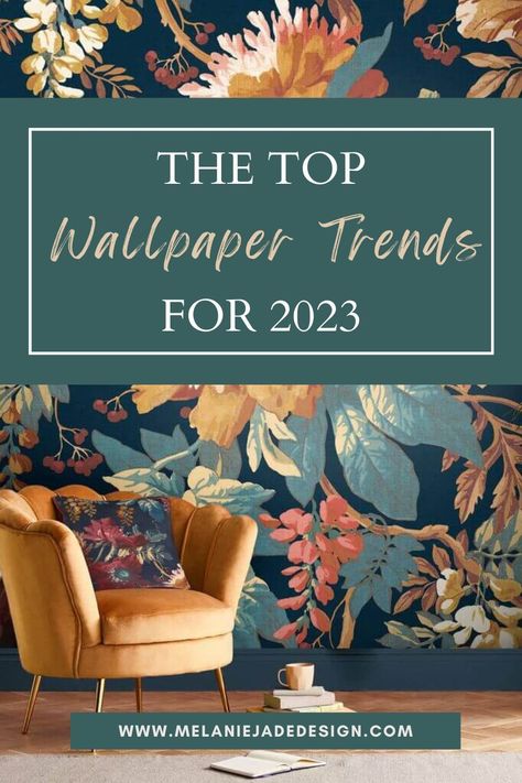 What wallpaper design and print will be big in 2023? Biophilic and nature designs still play a huge part in interiors with the 70s retro prints making an appearance in reds, browns, orange and purples. Floral Wallpaper Living Room Interiors, Best Wallpaper For Bedroom, Best Wallpaper 2023, Bedroom Wallpaper Trends 2023, Wallpapers Living Room Interiors, Wallpaper House Design Living Room, Wallpaper Bedroom Feature Wall Floral, Lounge Room Wallpaper, Bold Wallpaper Living Room