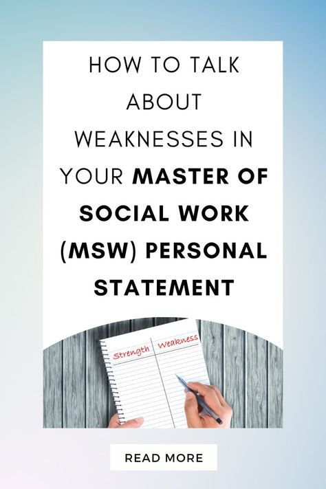 This can be hard to answer, but there's a strategic way to talk about your weaknesses in the personal statement. #MSW #SocialWork #Master #Social #Work #Gradschool #grad #school #socialworker #career Master Of Social Work, Humble Brag, I Care Too Much, Social Work Practice, How To Talk, Case Management, Personal Statement, Critical Thinking Skills, Grad School