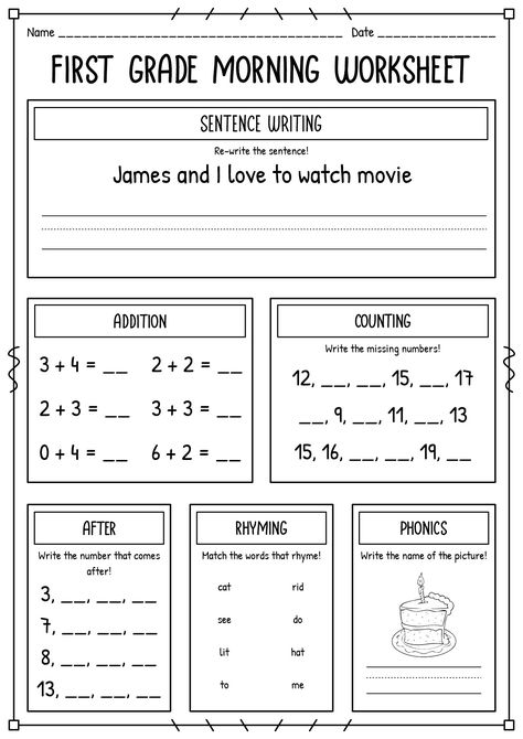 Homework Ideas For First Grade, Morning Worksheets First Grade, Morning Menu 1st Grade, 1st Grade Morning Work Free, Morning Menu Homeschool 2nd Grade, Fun 1st Grade Worksheets, Morning Work Homeschool, Morning Work For First Grade, Morning Work For Kindergarten