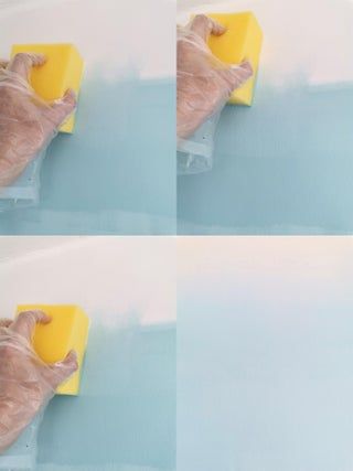 How To Blend Wall Paint, Painting An Ombre Wall, How To Blend Paint On Walls, Wall Paint Two Colors, Ombre Blue Wall Paint, Ombre Accent Wall Living Room, Rainbow Ombre Wall Diy, Blue Ombré Wall, How To Paint Waves On A Wall