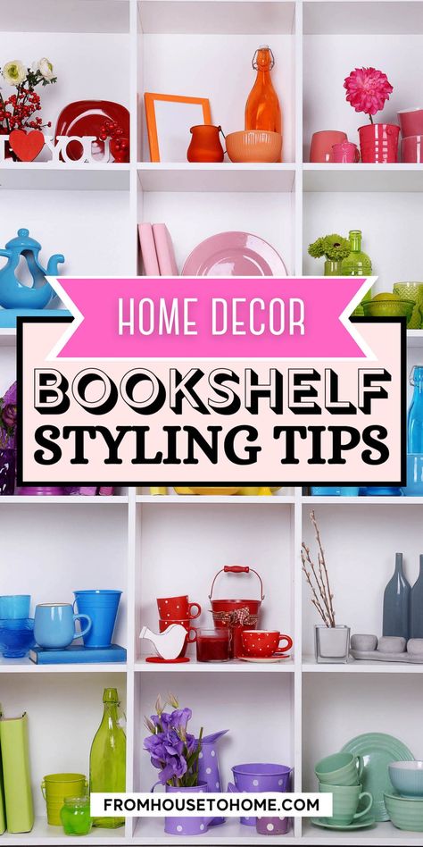 Not sure how to decorate a bookcase? Don't worry, we have you covered. We've compiled some of our favorite ideas for styling up your shelves and making them look like they're straight out of the pages of an interior design magazine! From adding personal photos or plants to just painting it - here's everything you need to know about getting creative with shelving units. | Decorating Ideas For The Home How To Decorate A Bookcase, Decorate A Bookcase, Bookshelf Styling Ideas, Bright Color Decor, Ikea Book, House To Home, Decorating 101, Trending Paint Colors, Bookcase Styling