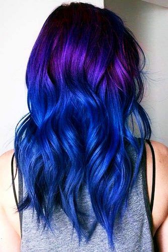 21 Cool Ideas of Purple Ombre Hair Teal Ombre Hair, Blue And Purple Hair, Mermaid Hair Color, Purple Ombre Hair, Blue Ombre Hair, Kadeřnické Trendy, Hair Color Purple, Remy Human Hair Extensions, Hair Color Blue