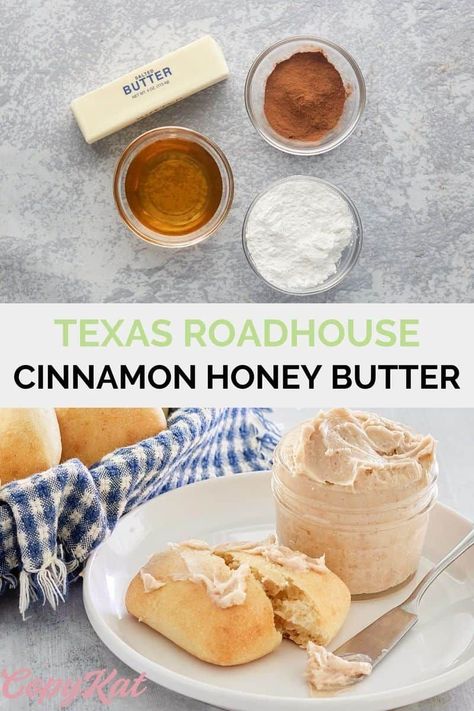 Texas Roadhouse Butter is perfect for rolls, fresh bread, toast, muffins, and more! Get the easy copycat recipe and find out how to make the best cinnamon honey butter. This creamy whipped honey cinnamon butter is made with a few simple ingredients. DIY Texas Roadhouse butter is the perfect spread for yeast rolls. Copycat Cinnamon Butter Texas Roadhouse, Texas Roadhouse Honey Butter, Honey Butter Recipe Texas Roadhouse, Texas Roadhouse Butter Recipe, Cinnamon Honey Butter Recipe, Honey Cinnamon Butter, Texas Roadhouse Cinnamon Butter, Roadhouse Butter, Texas Roadhouse Butter