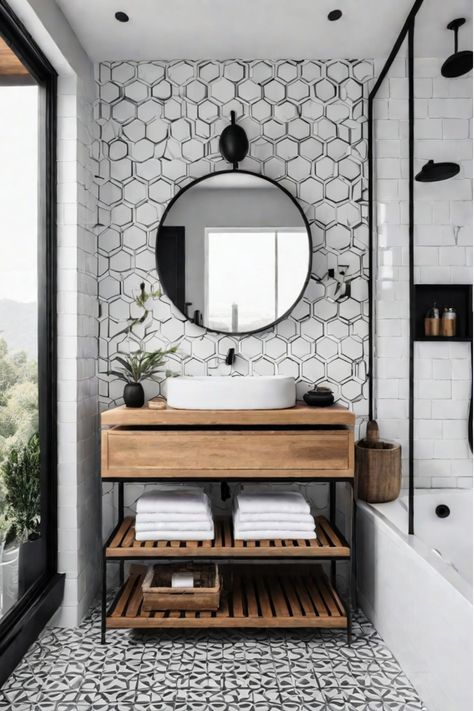 A modern, minimalist bathroom with a calming, neutral color palette and a sense of understated elegance Guess Bathroom, Bathroom On A Budget, Scandi Interior, Countertop Choices, Minimalist Bathroom Design, Repurposing Ideas, Scandi Interiors, Suite Bathroom, Apt Ideas