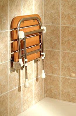 Folding Shower Seat Teak Shower Seat, Folding Shower Seat, Wood Shower Bench, Accessible Bathroom Design, Small Shower Room, Shower Seat, Shower Chair, Shower Seats, Shower Bench