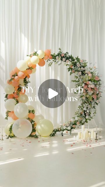 Arch With Balloons, Diy Floral Arch, Floral Balloon Arch, Floral Wedding Decor, Giant Paper Flowers Diy, Balloons Ideas, Arch Decor, Floral Wedding Decorations, Giant Paper Flowers