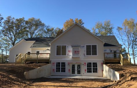 Walkout Basement Windows, Walkout Basement Patio, Four Gables Farmhouse, Basement Patio, Patio Under Decks, Addition Plans, Woods House, Home Addition Plans, Basement Entrance