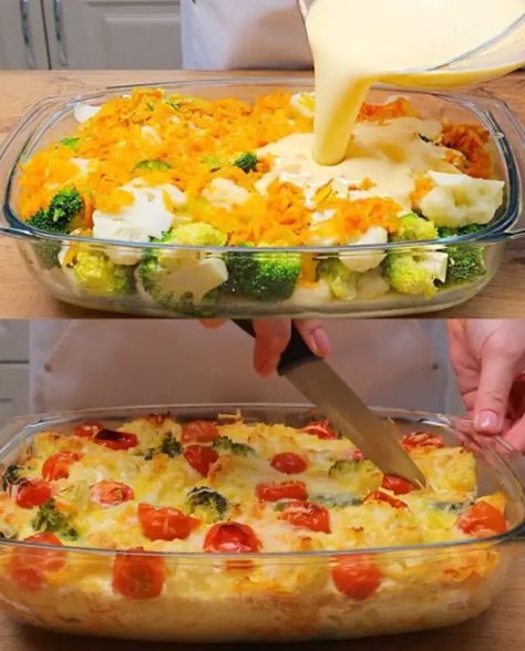 Wholesome Broccoli and Cauliflower Bake Baked Broccoli And Cauliflower, Broccoli Cauliflower Bake, Recipes With Yogurt, Cauliflower Bake, Baked Broccoli, Low Calorie Vegetables, Broccoli And Cauliflower, Cauliflower Casserole, Low Carb Sides