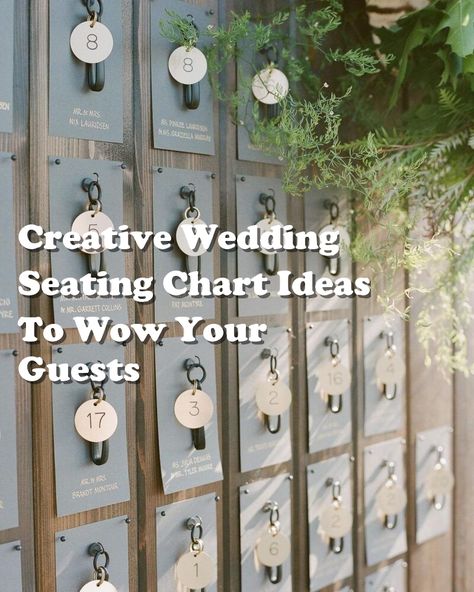 Looking for unique wedding seating chart ideas to impress your guests? Check out these creative and stylish wedding seating chart ideas that will add a special touch to your big day. From elegant calligraphy to rustic wooden displays, find the perfect seating chart inspiration here! Wedding Find Your Seat Ideas, Seating Chart Wedding Ideas Elegant, Wedding Table Assignment Ideas, Creative Wedding Seating Chart, Unique Wedding Seating Chart Ideas, Wedding Seating Arrangements, Unique Wedding Seating Chart, Unique Seating Chart Wedding, Unique Wedding Seating