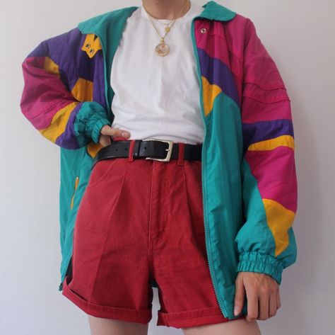 90s Fashion Bright, Colourful 90s Outfits, Funky Outfit Aesthetic, Retro Color Outfit, Tacky 80s Outfits, Retro Outfits Colorful, Funky 80s Outfits, Primary Colors Clothes, Kidcore Masc Outfits