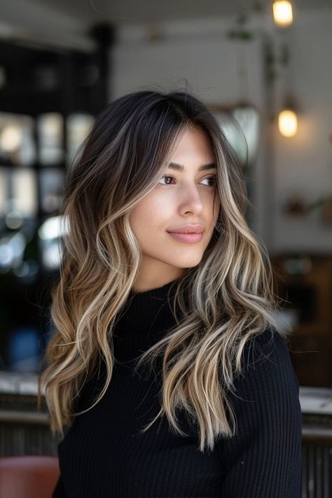 Multi Dementional Brunette, Cool Tone Ombre Hair, Pale Skin Brunette Balayage, Balayage Hair For Cool Skin Tone, First Time Balayage Brunettes, Hair Color For Fair Olive Skin Tone, Brunette Balayage Hair Low Maintenance, Brunette Balayage Hair Dark Roots, Cool Toned Balayage On Dark Hair