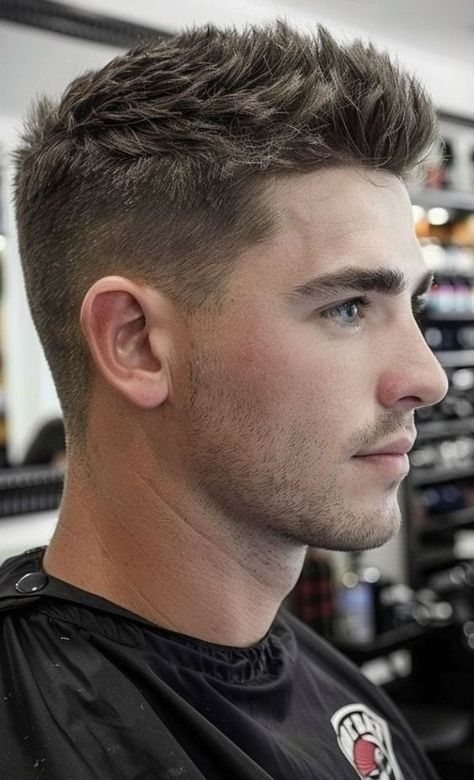 Men’s Ivy League Haircut, Shorter Haircuts For Men, Men’s Short Textured Hairstyle, Man Hair Cuts Short, Coarse Hairstyles Men, Men’s Hair Cuts Fade, Mens Short Hairstyles Fade, Men's Haircuts Short, Haircuts For Men With Straight Hair