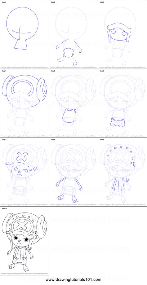 How to Draw Tony Tony Chopper from One Piece Printable Drawing Sheet by DrawingTutorials101.com How To Draw Chopper, One Piece Drawing Tutorial, Chopper Sketch One Piece, Luffy Drawing Tutorial, Chopper Drawing One Piece, How To Draw Luffy Step By Step, How To Draw One Piece Characters, How To Draw One Piece, Tony Tony Chopper Drawing